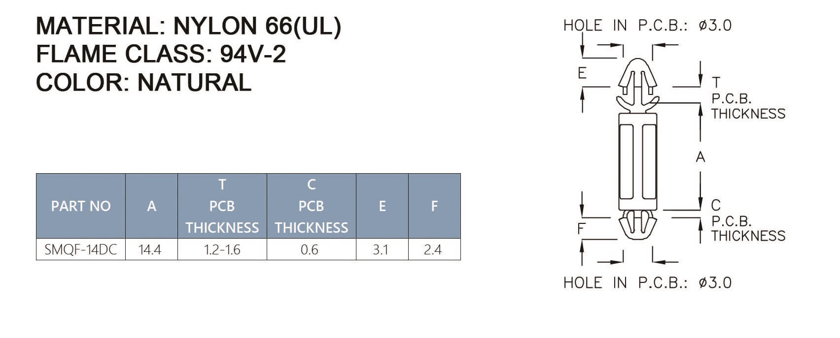 PCB Standoff SMQF-14DC